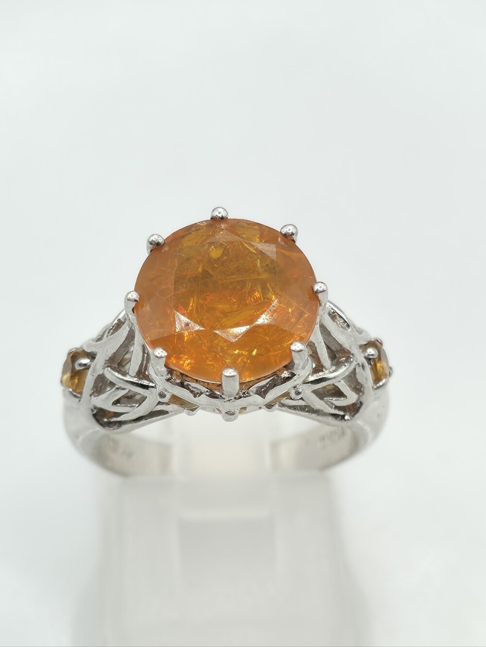 Rare Victoria Wieck Vivid Rutilatex Orange Citrine Ring